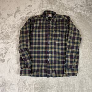 Vintage 60s Maine Guide Scot-Aire Wool Shadow Plaid Board Shirt Size Medium
